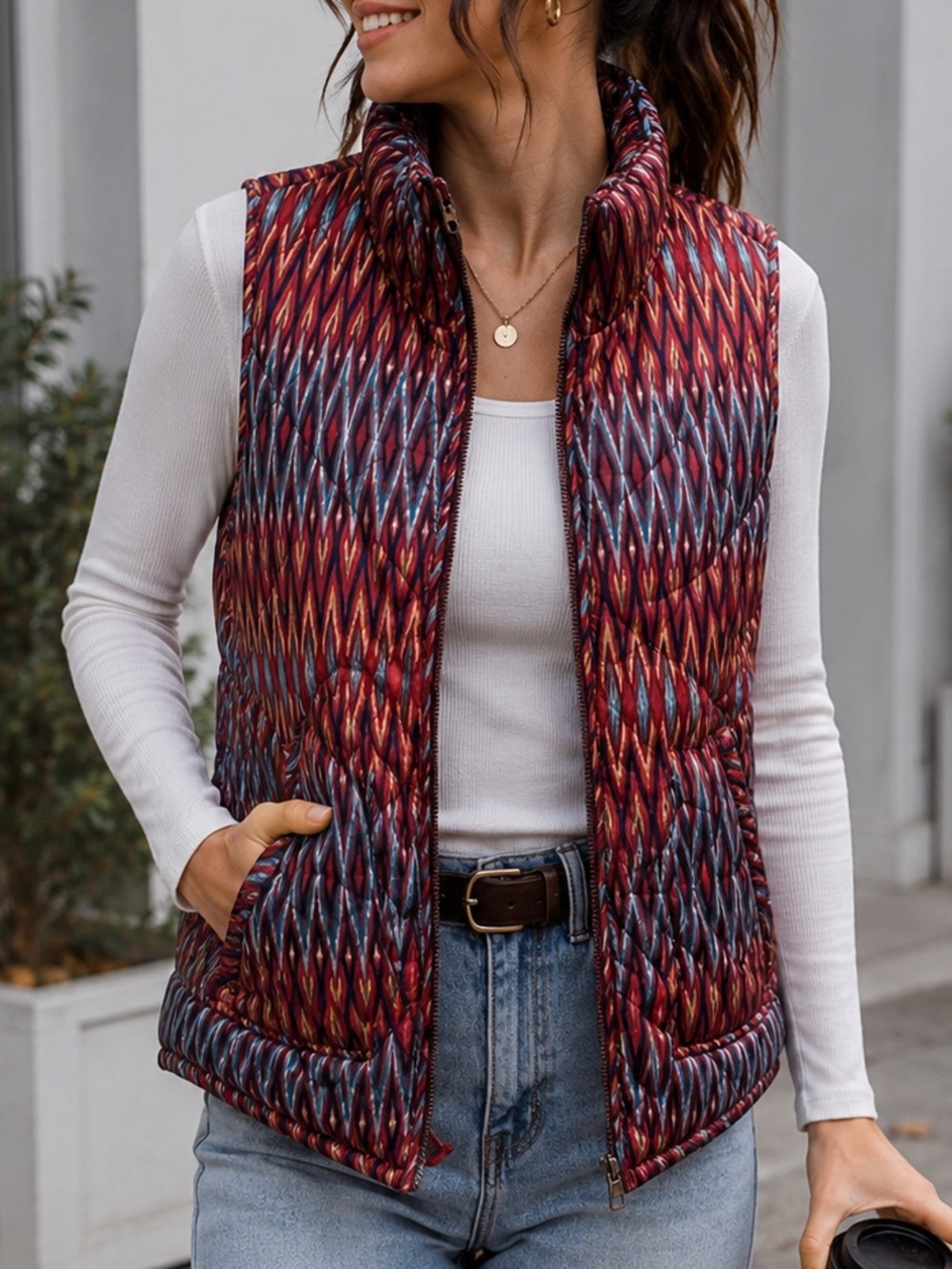 🐣Peach Love California Multicolor Quilted Vest